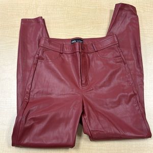 Zara Faux Leather Maroon Pants